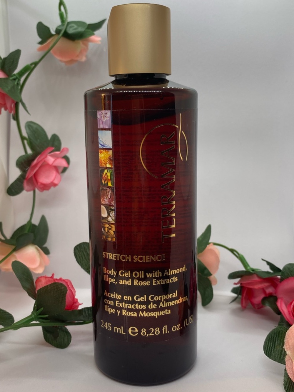 Terramar Stretch Science Body Gel Oil with Almond, Lilpe & Rose Extracts - Brown